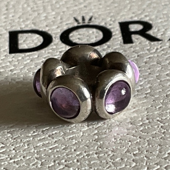 Pandora Silver and Purple Charm Bracelet - Picture 1 of 3